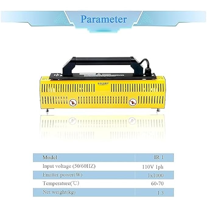 Solary PAINT DRYING LAMP, INFRARED PAINT CURING LAMP, 1000W HANDHELD SHORT WAVE INFRARED PAINT DRYER LAMP FOR CAR BODYWORK REPAIR - Image 4